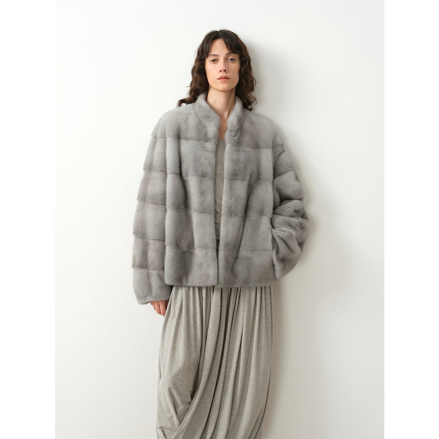 Imported purple label mink coat horizontal ridge leaning against the ridge craft mink fur coat-5