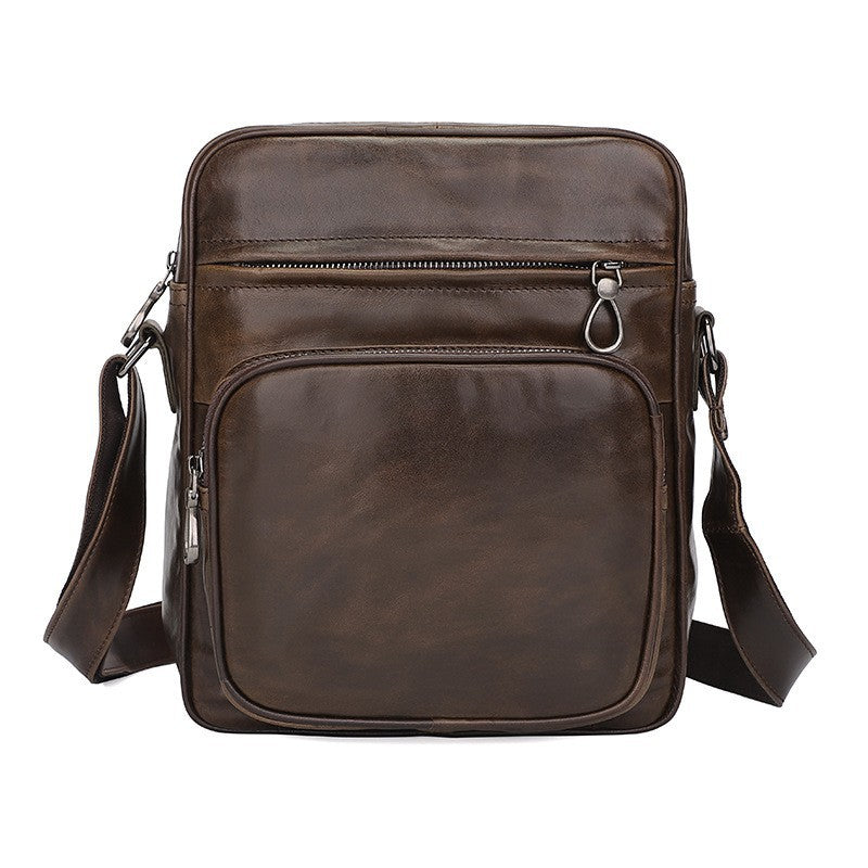Dark Brown Men’s Genuine Leather Casual Shoulder Bag – Timeless Style Meets Everyday Function
