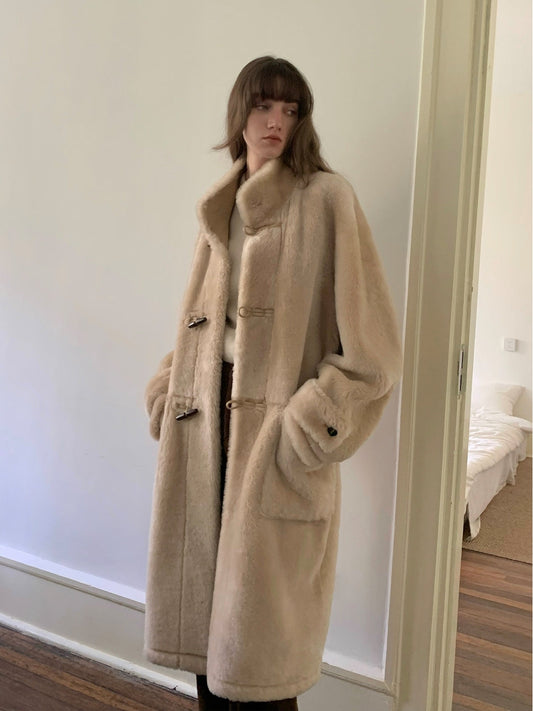 Dreamer Stand Collar Casual Imported Merino Long Sheepskin Jacket-0