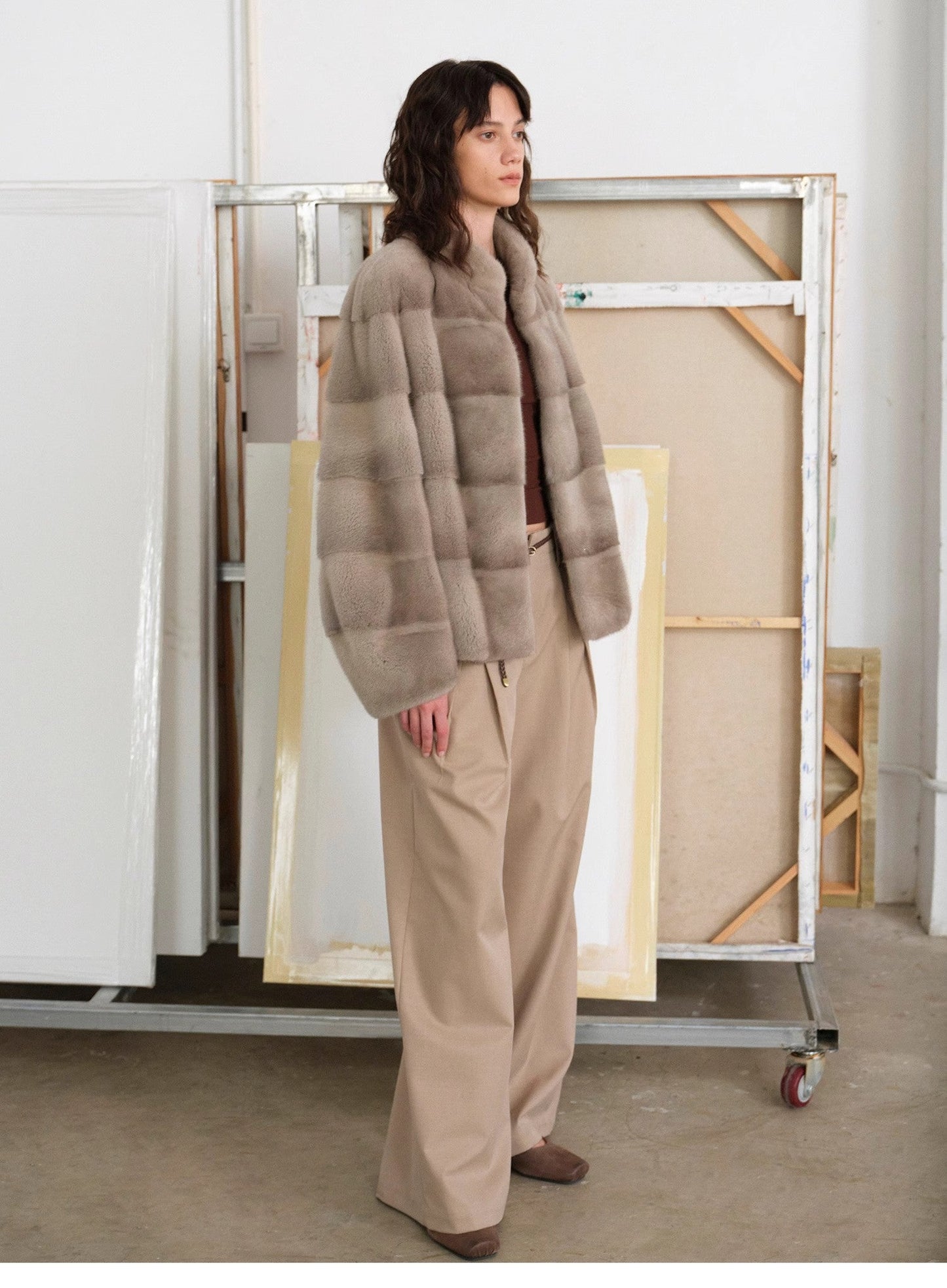 Imported purple label mink coat horizontal ridge leaning against the ridge craft mink fur coat-1