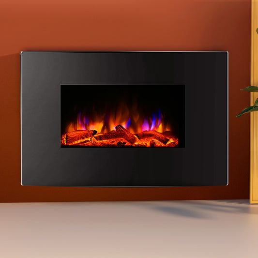 Devanti Electric Fireplace Heater | 2000W | Curved Glass Design