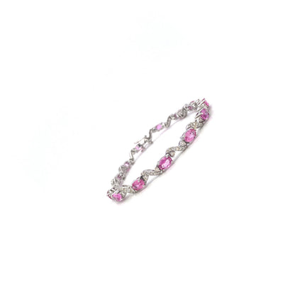 Pink Sapphire and Diamond Bracelet in 18K White Gold - KGD 40980-1