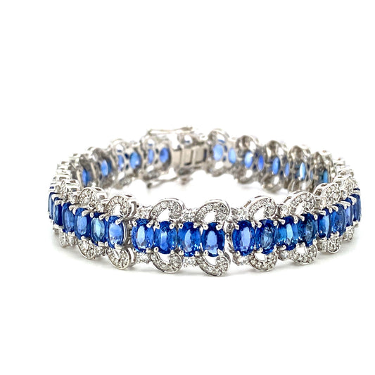 Sapphire and Diamond Bracelet in 18K White Gold - KGD 41264-0