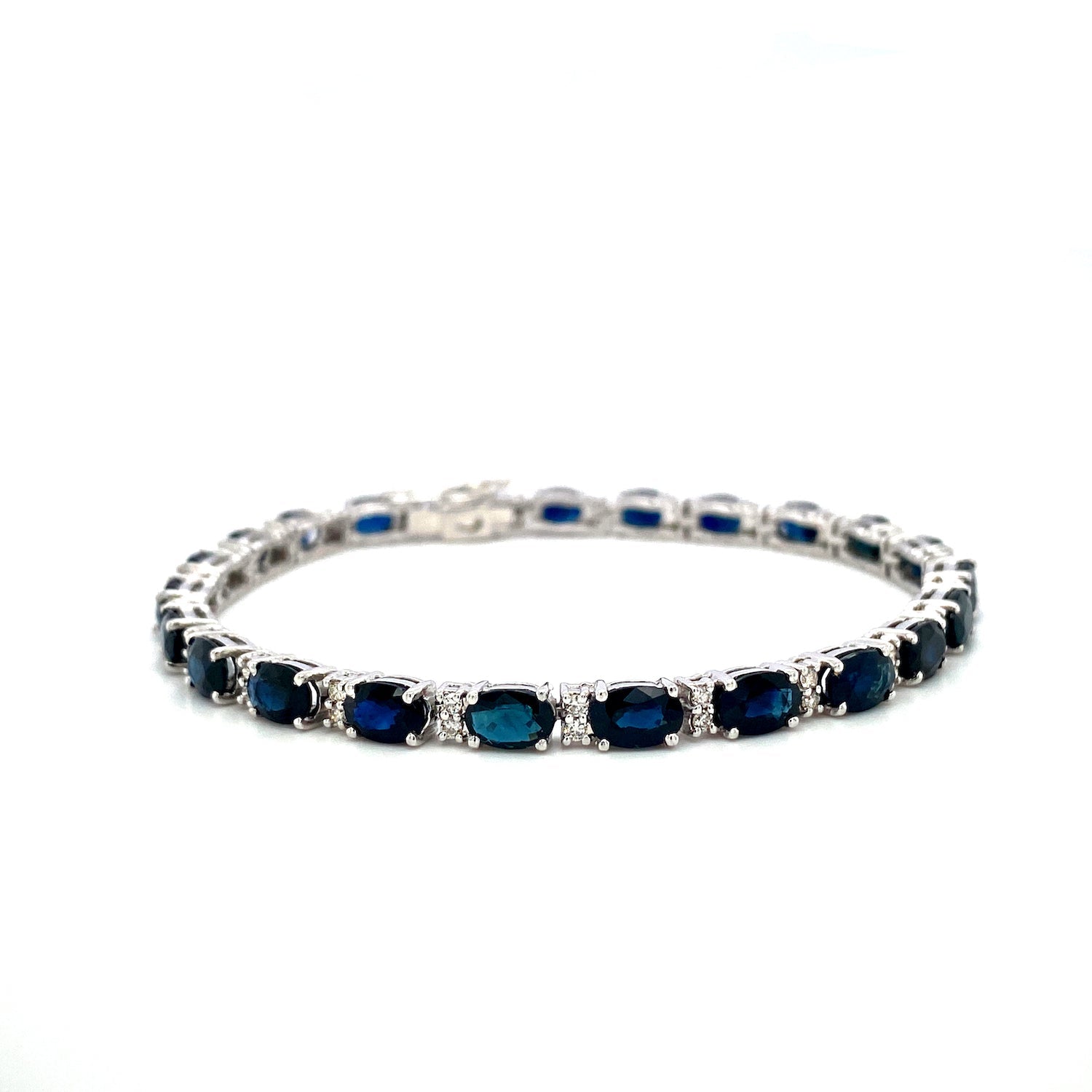 Sapphire and Diamond Bracelet in 14K White Gold - KGD 41323-0