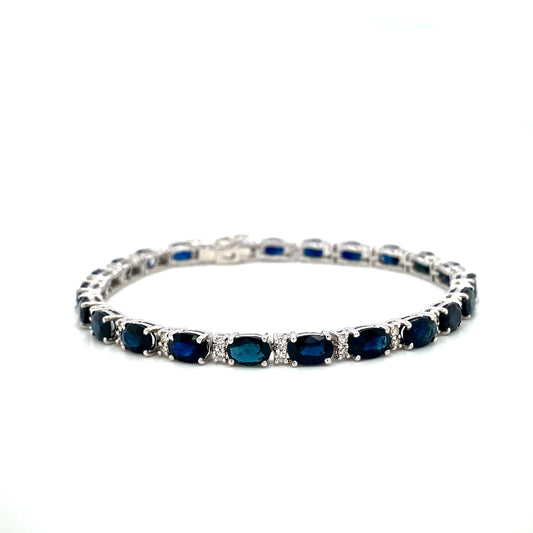 Sapphire and Diamond Bracelet in 14K White Gold - KGD 41323-0