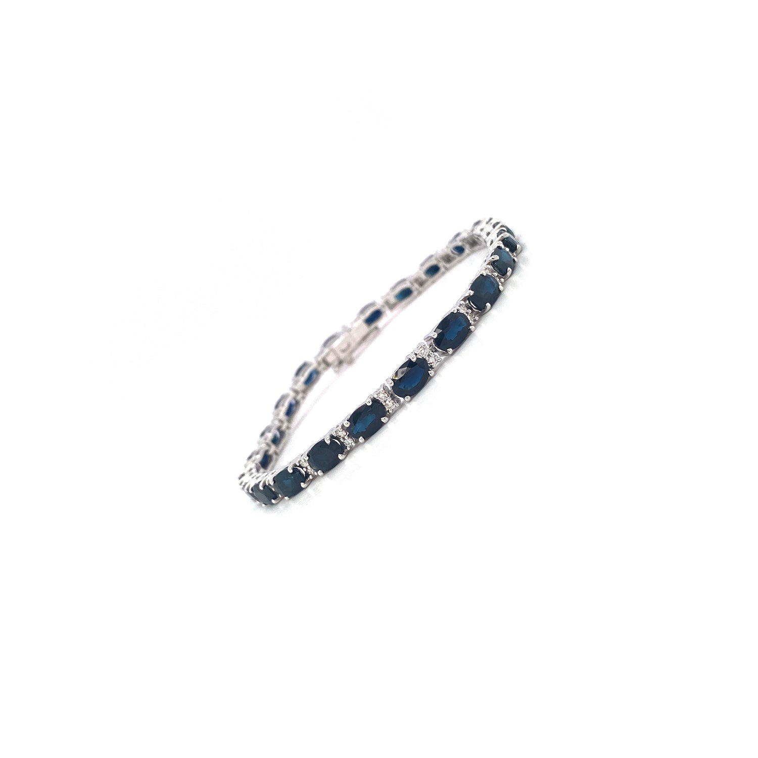 Sapphire and Diamond Bracelet in 14K White Gold - KGD 41323-1