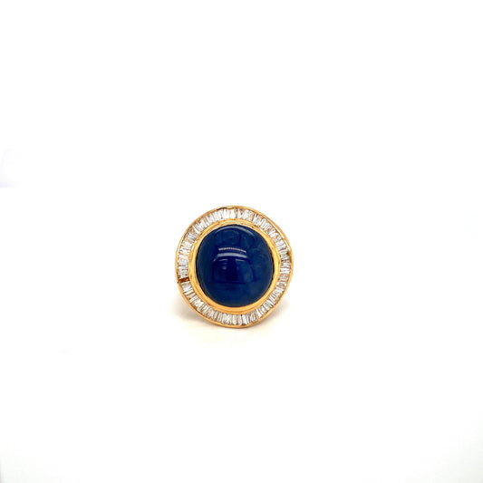 Sapphire Star and Diamond Ring in 18K Yellow Gold - KGR 13438-0