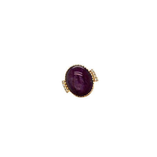 Ruby Star and Diamond Ring in 14K Yellow Gold - KGR 16174-0
