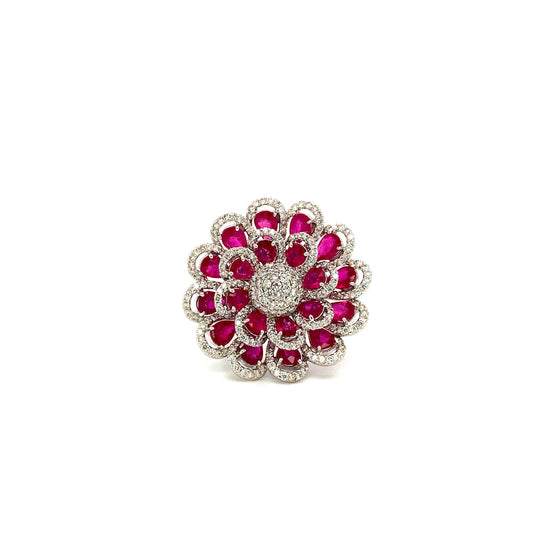 Ruby and Diamond Ring in 18K White Gold - KGR 16480-0