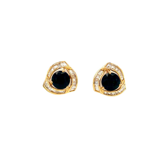 Sapphire and Diamond Earrings in 14K Yellow Gold - KGT 32577-0
