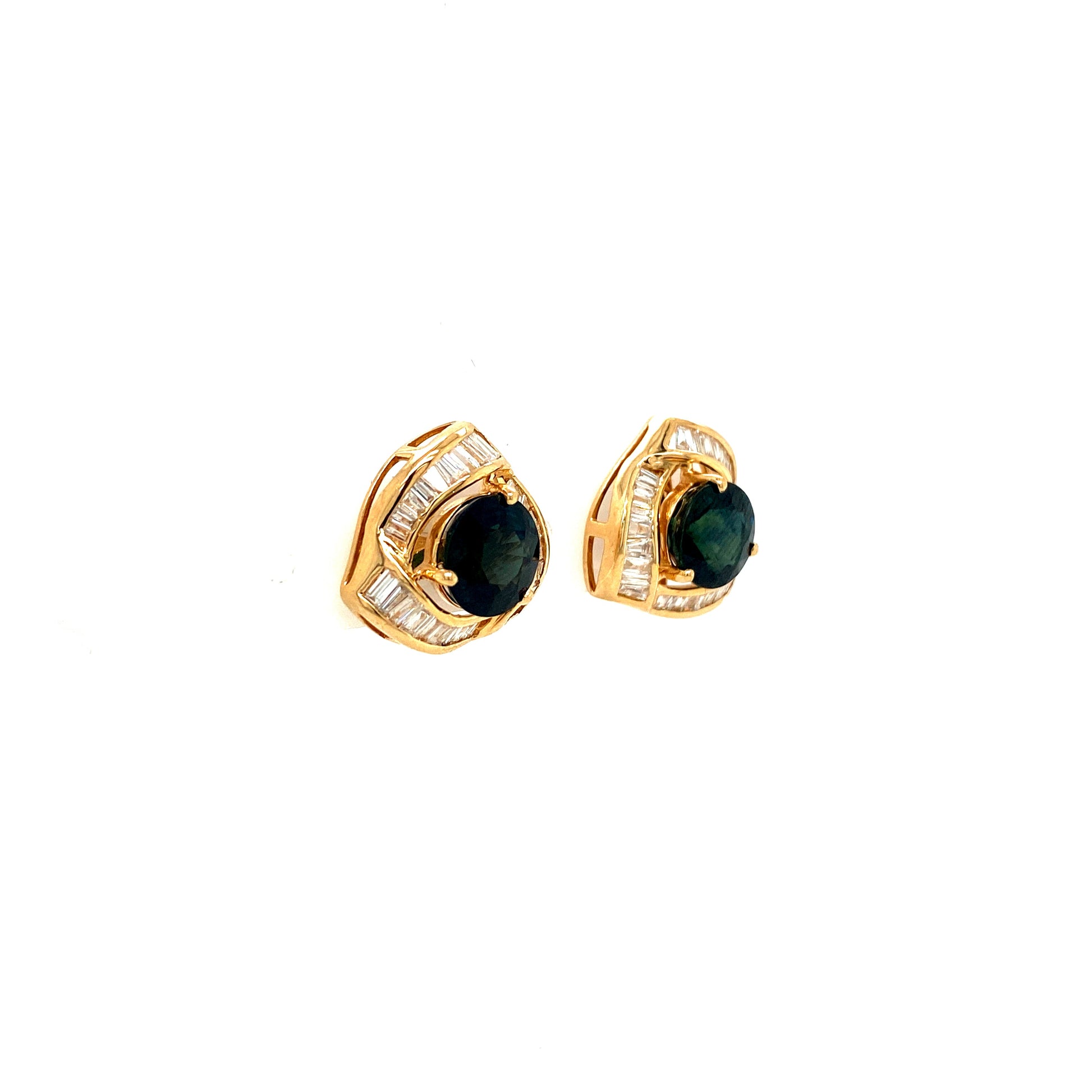 Sapphire and Diamond Earrings in 14K Yellow Gold - KGT 32577-1