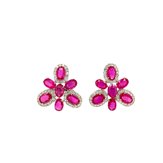 Ruby and Diamond Earring in 18K White Gold - KGT 33358-0