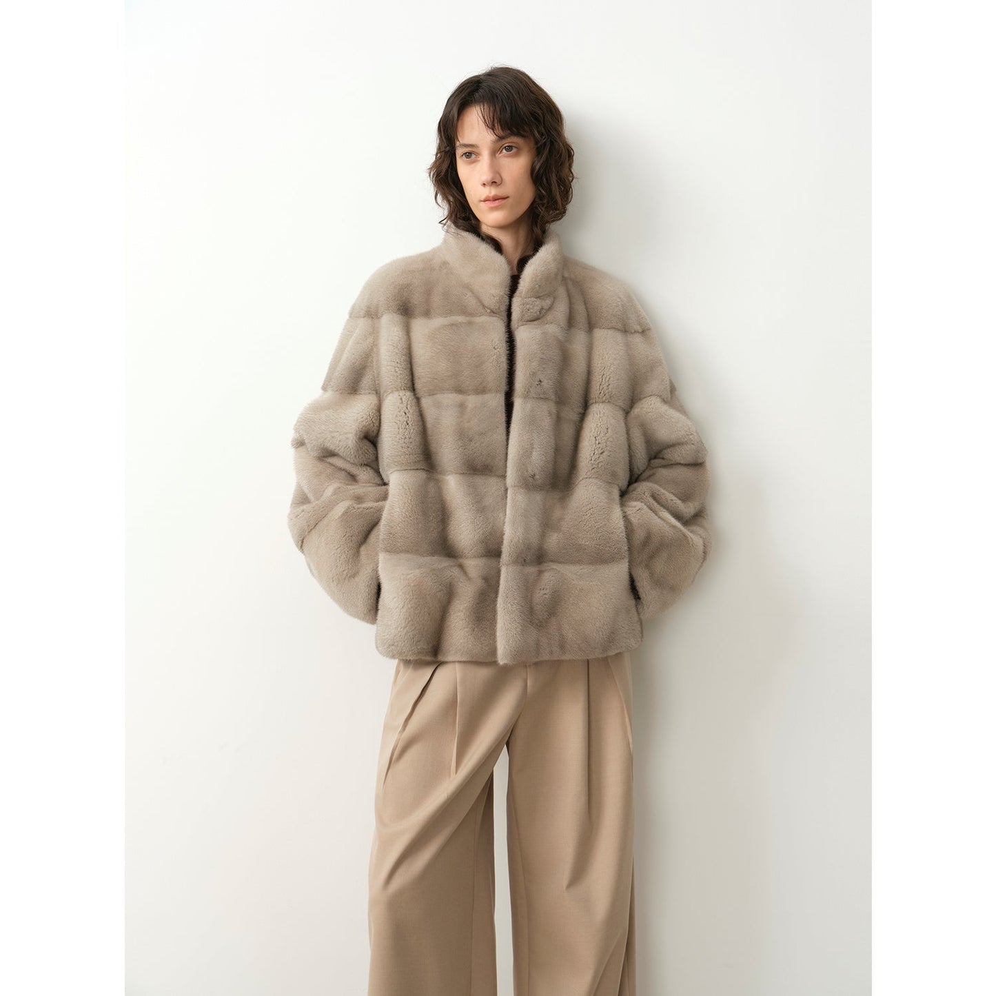 Imported purple label mink coat horizontal ridge leaning against the ridge craft mink fur coat-0