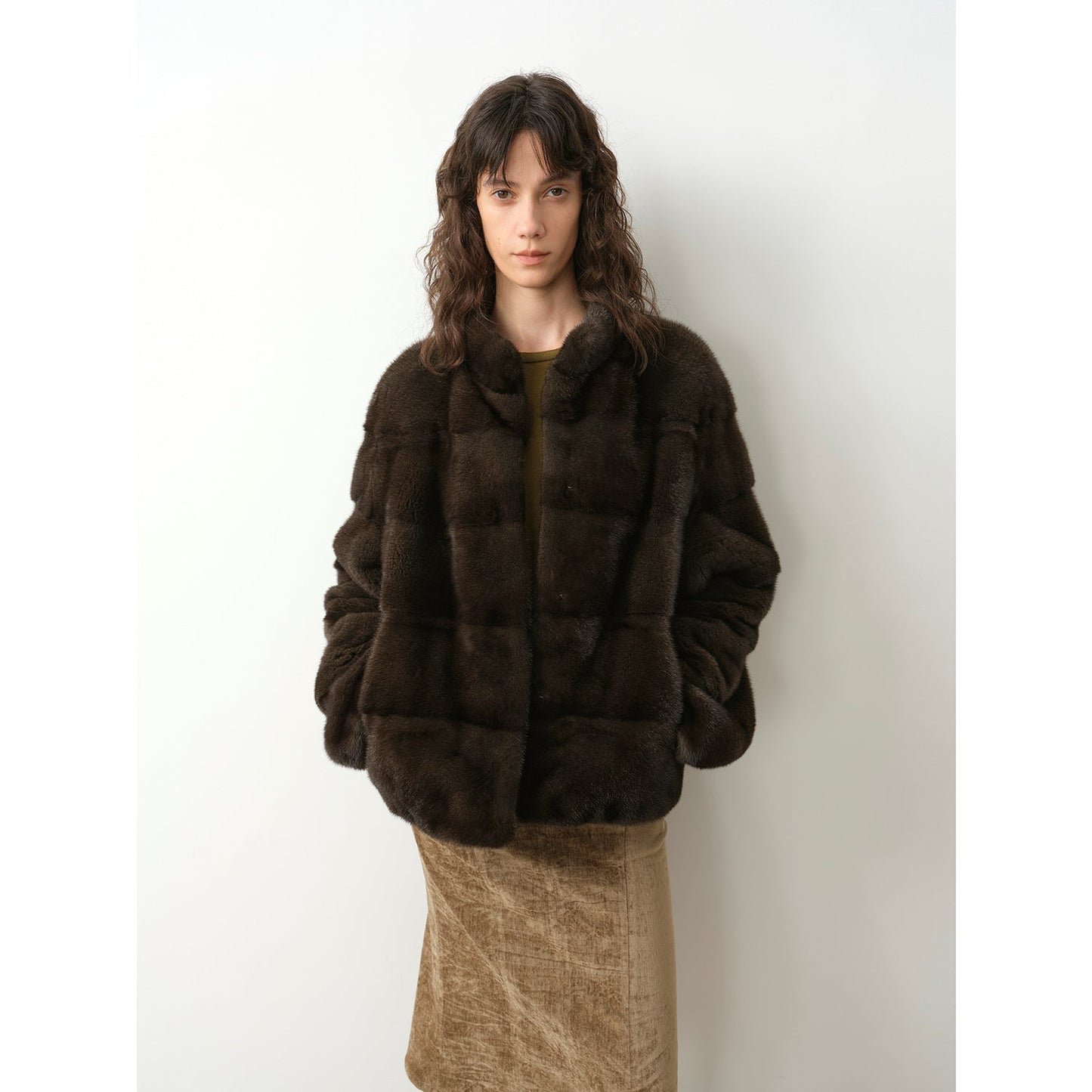 Imported purple label mink coat horizontal ridge leaning against the ridge craft mink fur coat-6