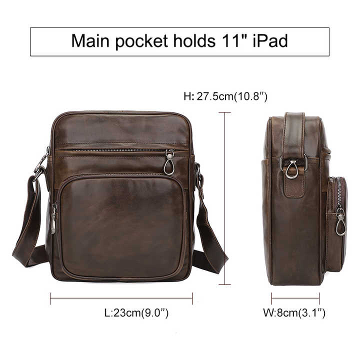 Dark Brown Men’s Genuine Leather Casual Shoulder Bag – Timeless Style Meets Everyday Function