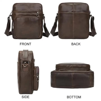 Dark Brown Men’s Genuine Leather Casual Shoulder Bag – Timeless Style Meets Everyday Function