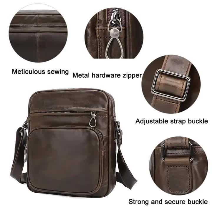 Dark Brown Men’s Genuine Leather Casual Shoulder Bag – Timeless Style Meets Everyday Function