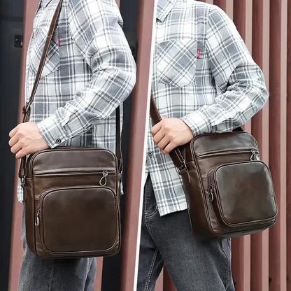 Dark Brown Men’s Genuine Leather Casual Shoulder Bag – Timeless Style Meets Everyday Function