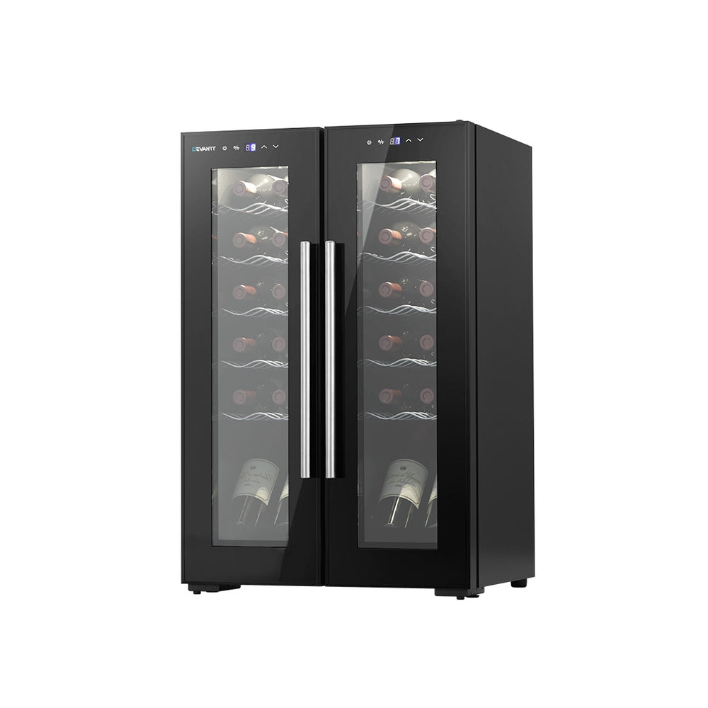 Devanti Dual Zone Wine Fridge Cooler | 24 Bottle Capacity