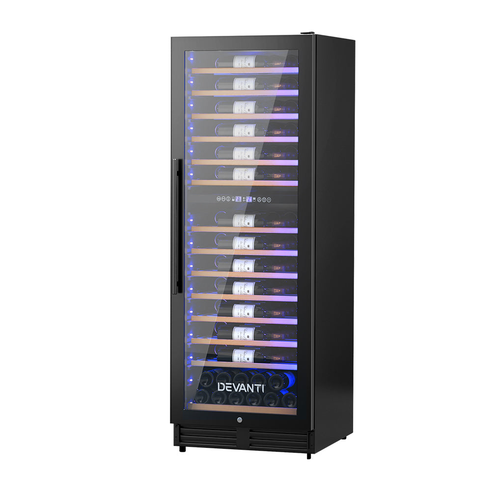 Devanti Dual Zone Wine Fridge Cooler | 128 Bottle Capacity