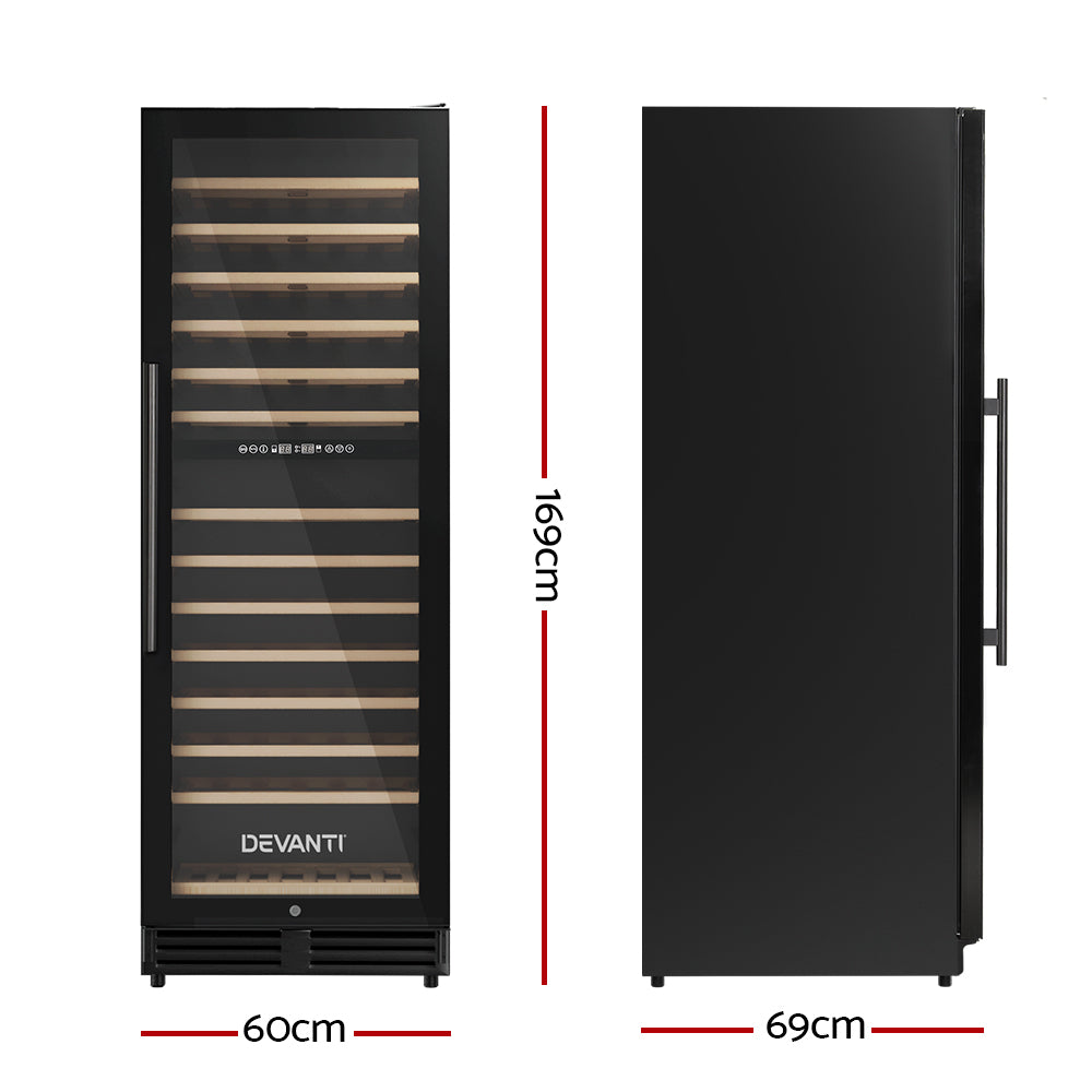 Devanti Dual Zone Wine Fridge Cooler | 128 Bottle Capacity