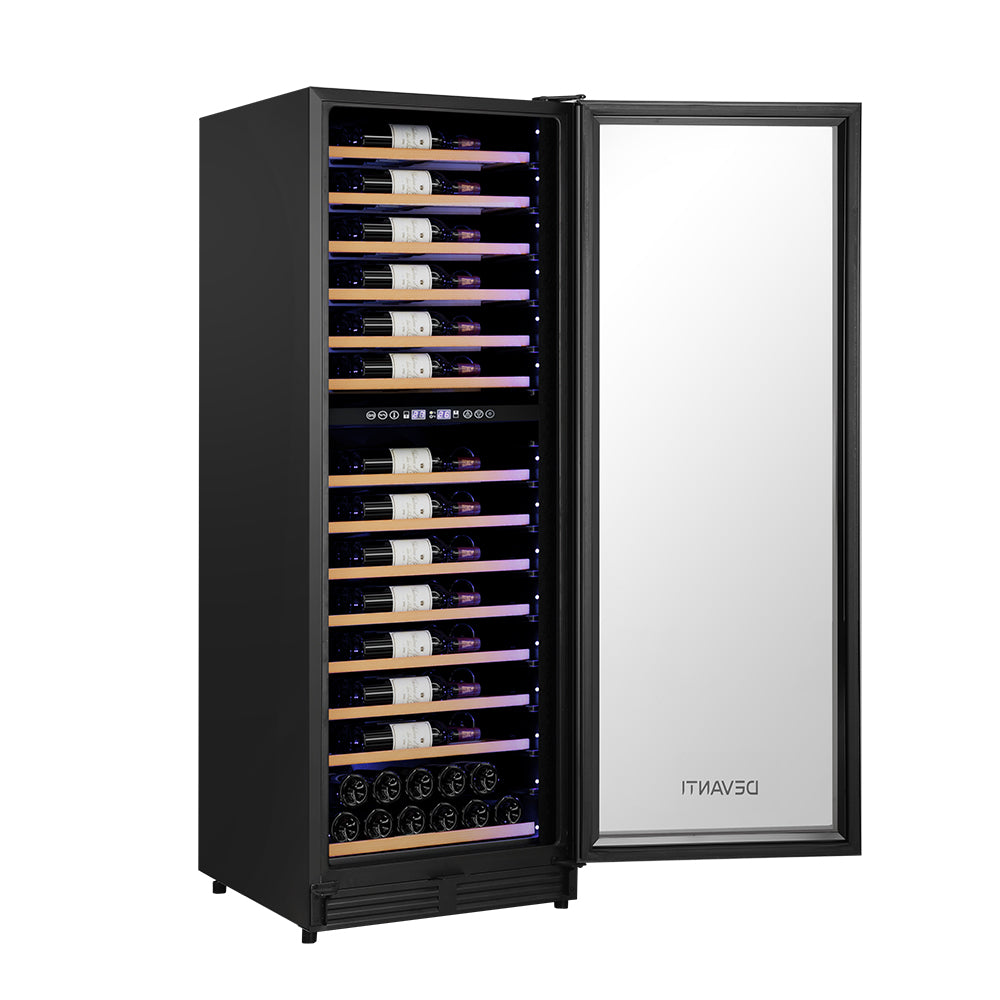 Devanti Dual Zone Wine Fridge Cooler | 128 Bottle Capacity