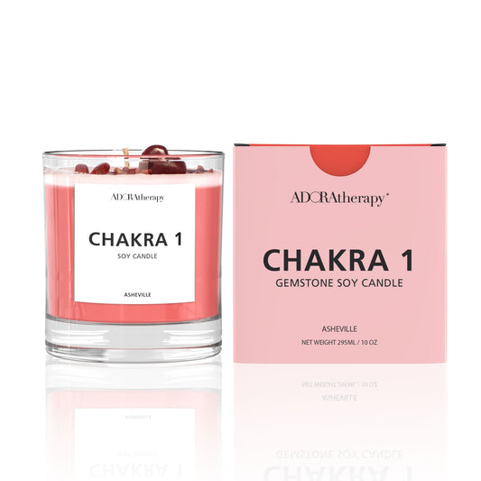 ADORAtherapy Chakra 1 Red Jasper Gemstone Candle