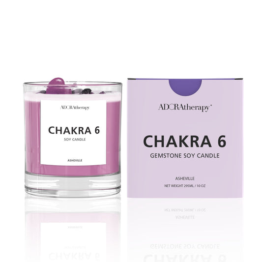 ADORAtherapy Chakra 6 Amethyst & Tourmaline Gemstone Candle