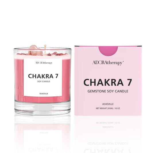 ADORAtherapy Chakra 7 Strawberry Quartz Gemstone Candle