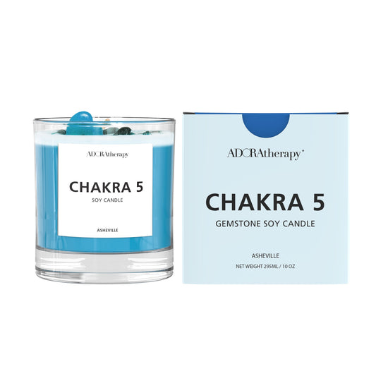 ADORAtherapy Chakra 5 Lapis Lazuli Gemstone Candle