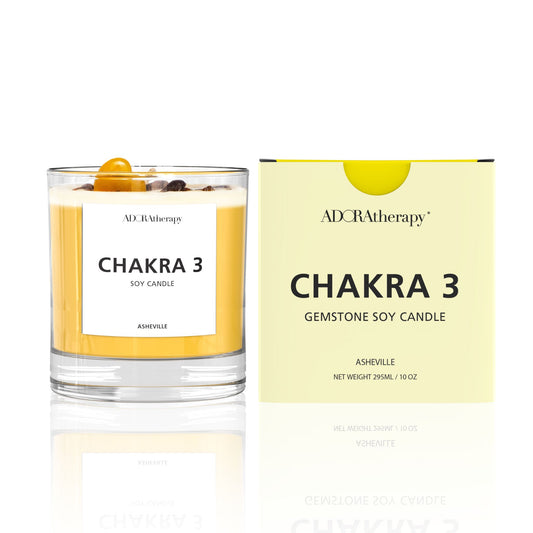 ADORAtherapy Chakra 3 Tiger Eye Gemstone Candle